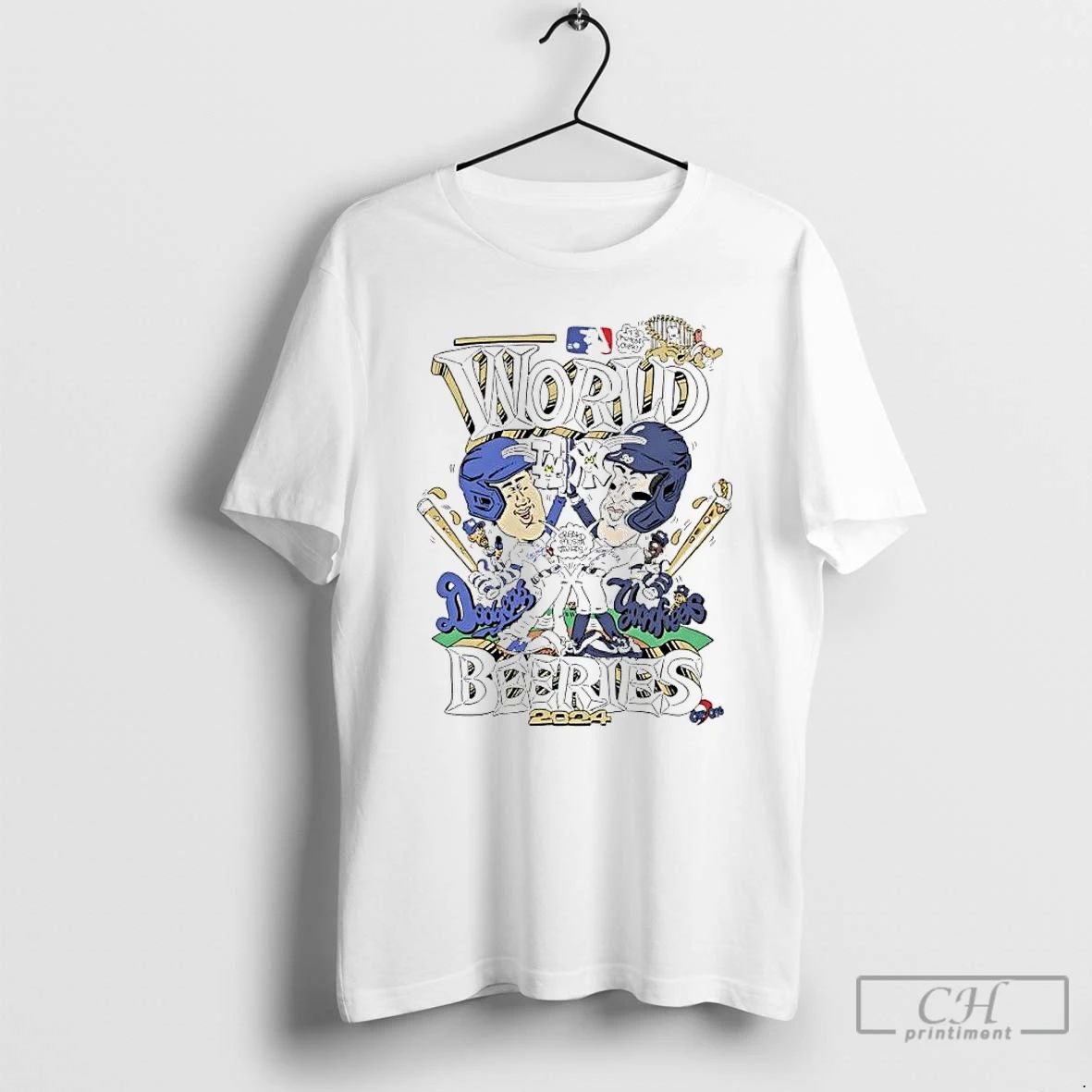 Premium Los Angeles Dodgers Vs New York Yankees 2024 World Beeries Caricature T Shirts