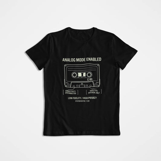 Funny ANALOG MODE T-Shirt - Funny Retro Introvert Tee - Lo-Fi Tech Satire