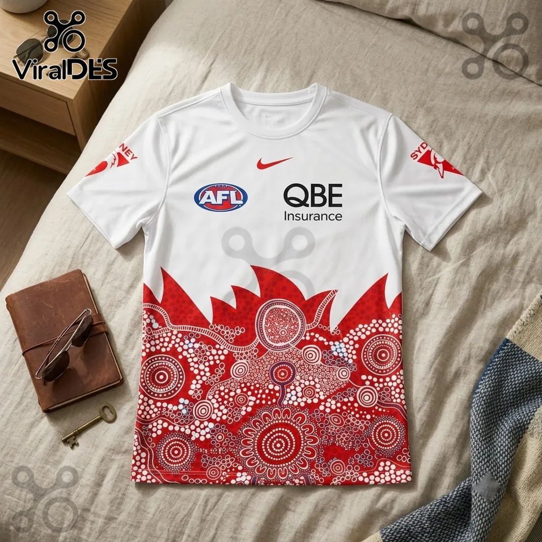 Sydney Swans White Indigenous Pattern Hoodie