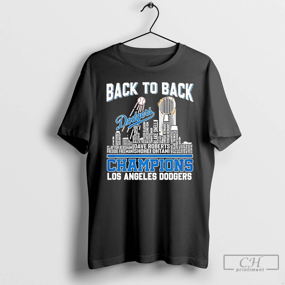 Classic La Dodgers Back To Back World Series Champions 2025 Player Name City Skyline