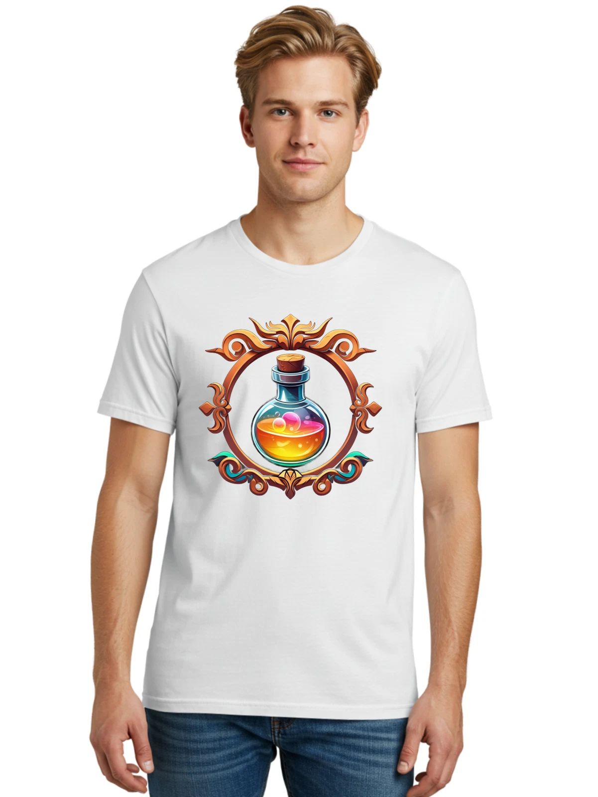 Potion-Bottle-3 Mens Graphic Tee, 100% Cotton, Casual Summer Wear