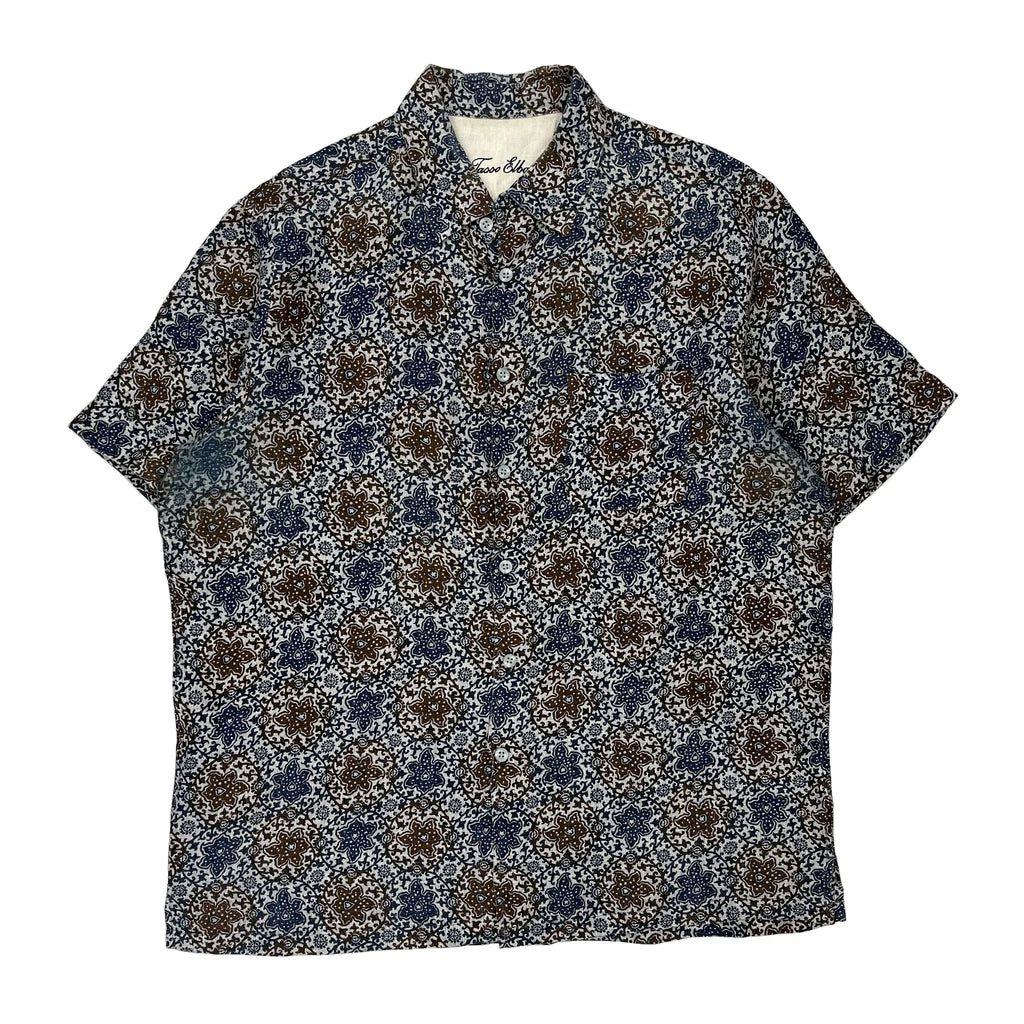 Tasso Elba Floral Hawaiian Shirt - Large Multicoloured Linen