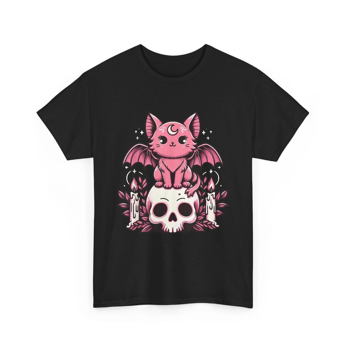 HOT Kawaii Pastel Goth Cute Creepy Cat Bat Skeleton T-Shirt
